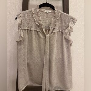 Pleione- Nordstrom Flutter Sleeve Neutral/Taupe Top. XS. Originally $60